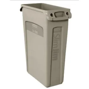 RUBBERMAID SLIM JIM RECTANGULAR TRASH CAN - BEIGE 23 GAL