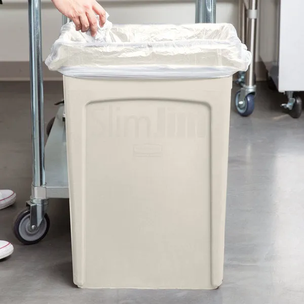 RUBBERMAID SLIM JIM RECTANGULAR TRASH CAN - BEIGE 23 GAL