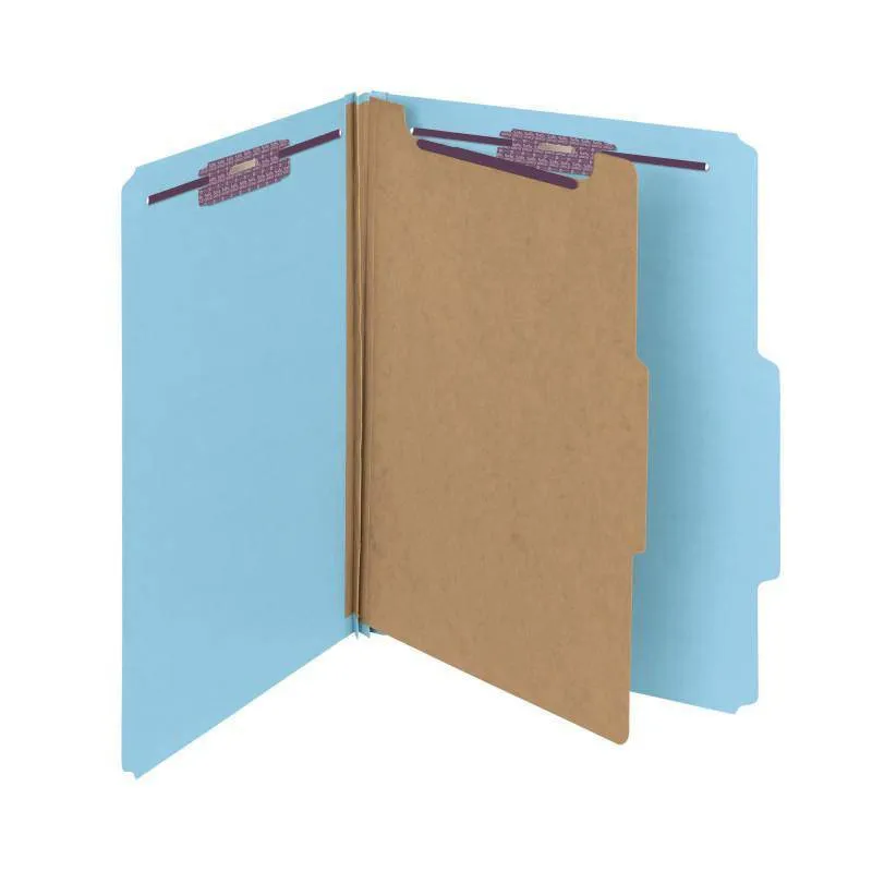 SMEAD PRESSBOARD CLASSIFICATION FOLDER WITH SAFE SHIELD DIVIDER 2" BLUE