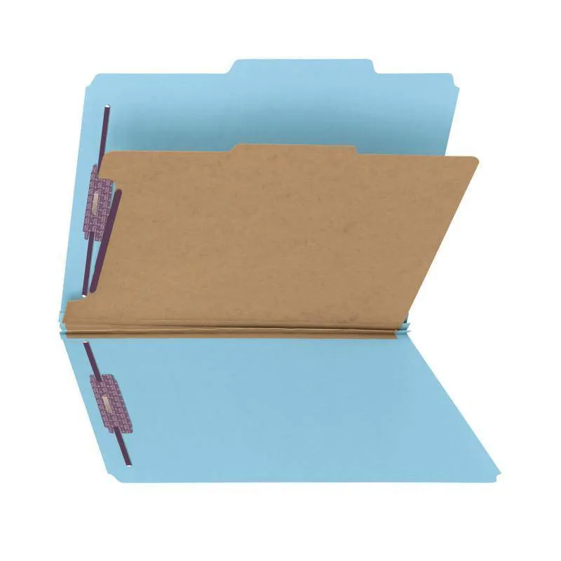 SMEAD PRESSBOARD CLASSIFICATION FOLDER WITH SAFE SHIELD DIVIDER 2" BLUE