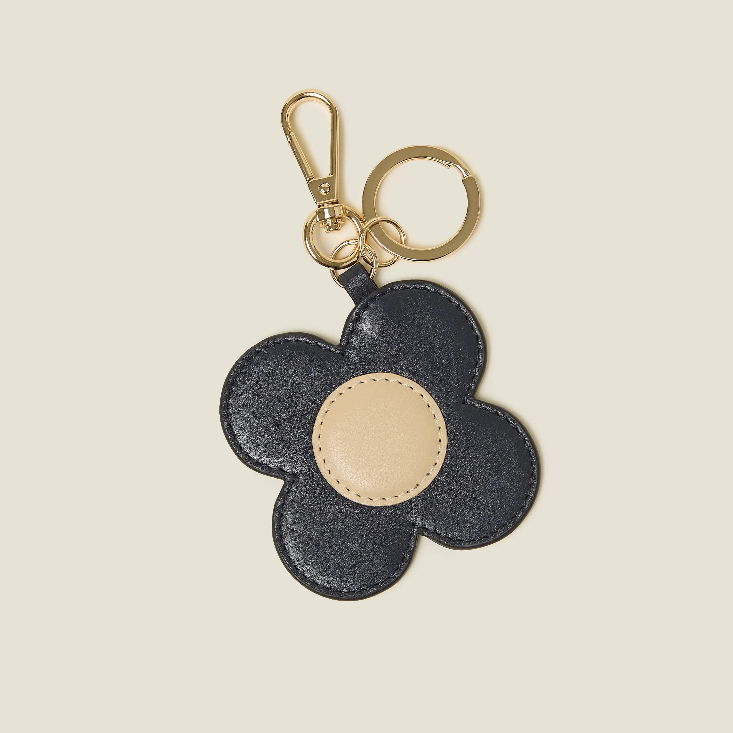 Spot Flower Key Ring - Navy