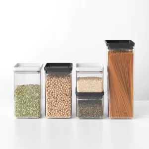 Square Stackable Canisters Mixed Size and Colour