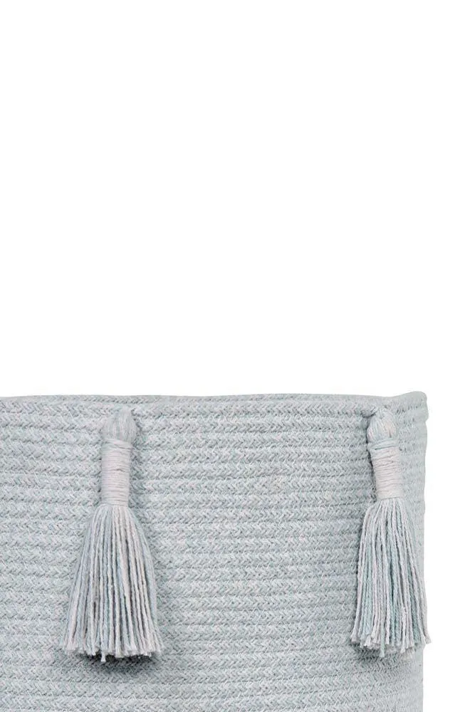 STORAGE BASKET FRINGES WOODY BLUE