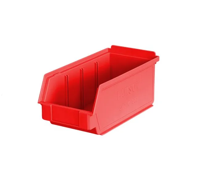 Storage Bin, Size 4, Across Divided, Red (300mm deep x 150mm wide x 125mm high)