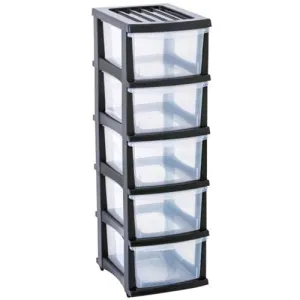 Taurus A3 Storage Tower with 5 Drawers – Grey