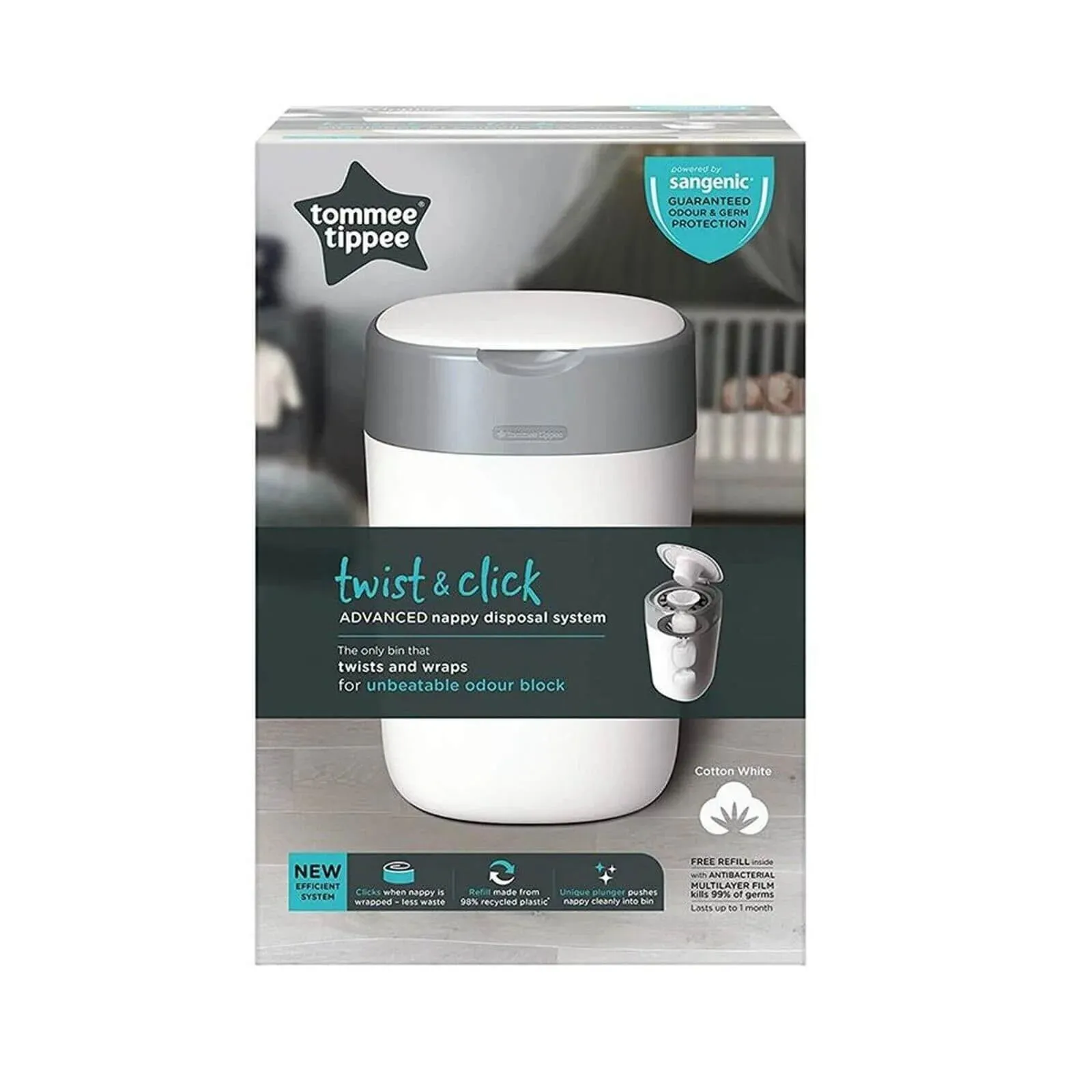 Tomme Tippee Twist & Click Nappy Disposal Tub White