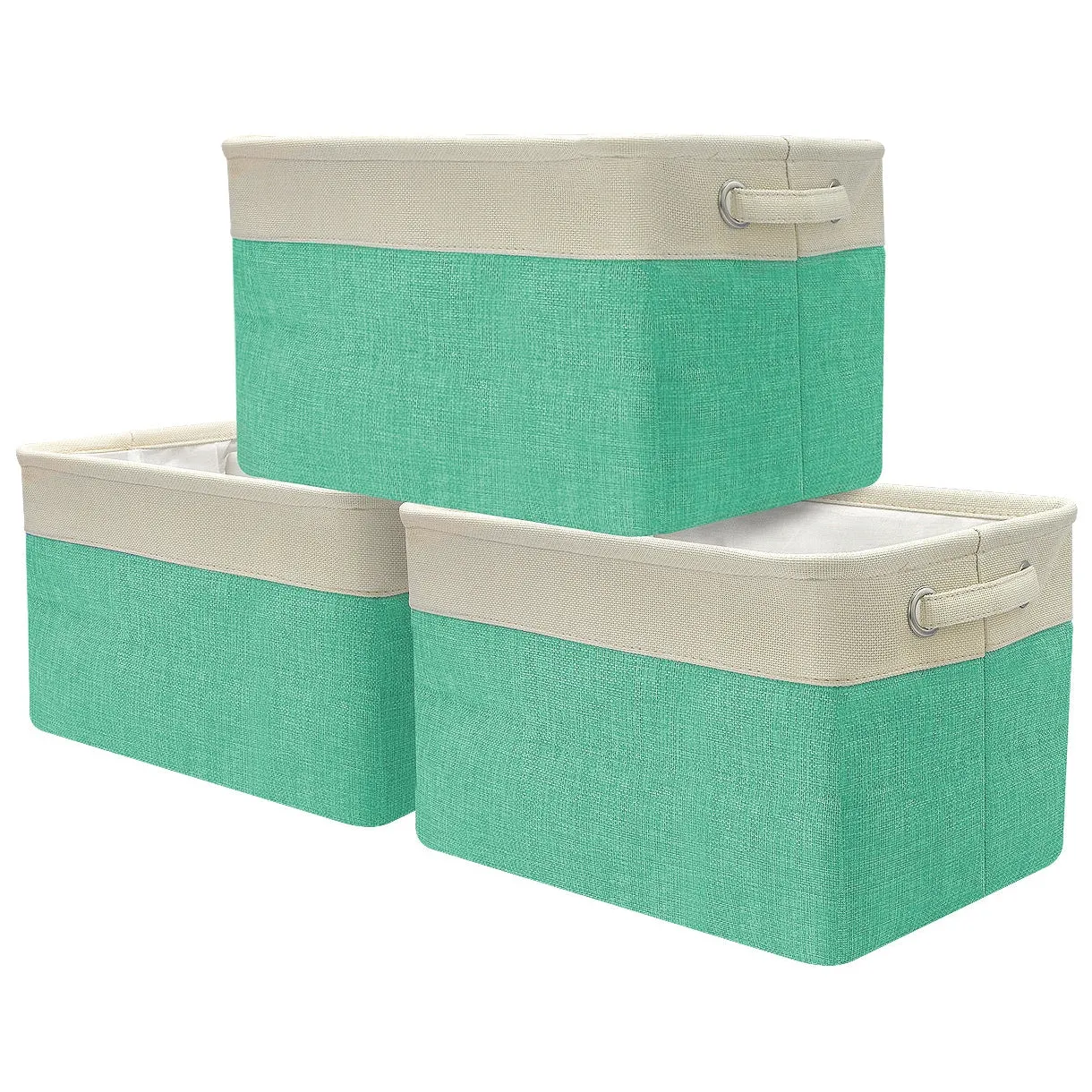 Twill Storage Basket Set with Trim (3 Pack)