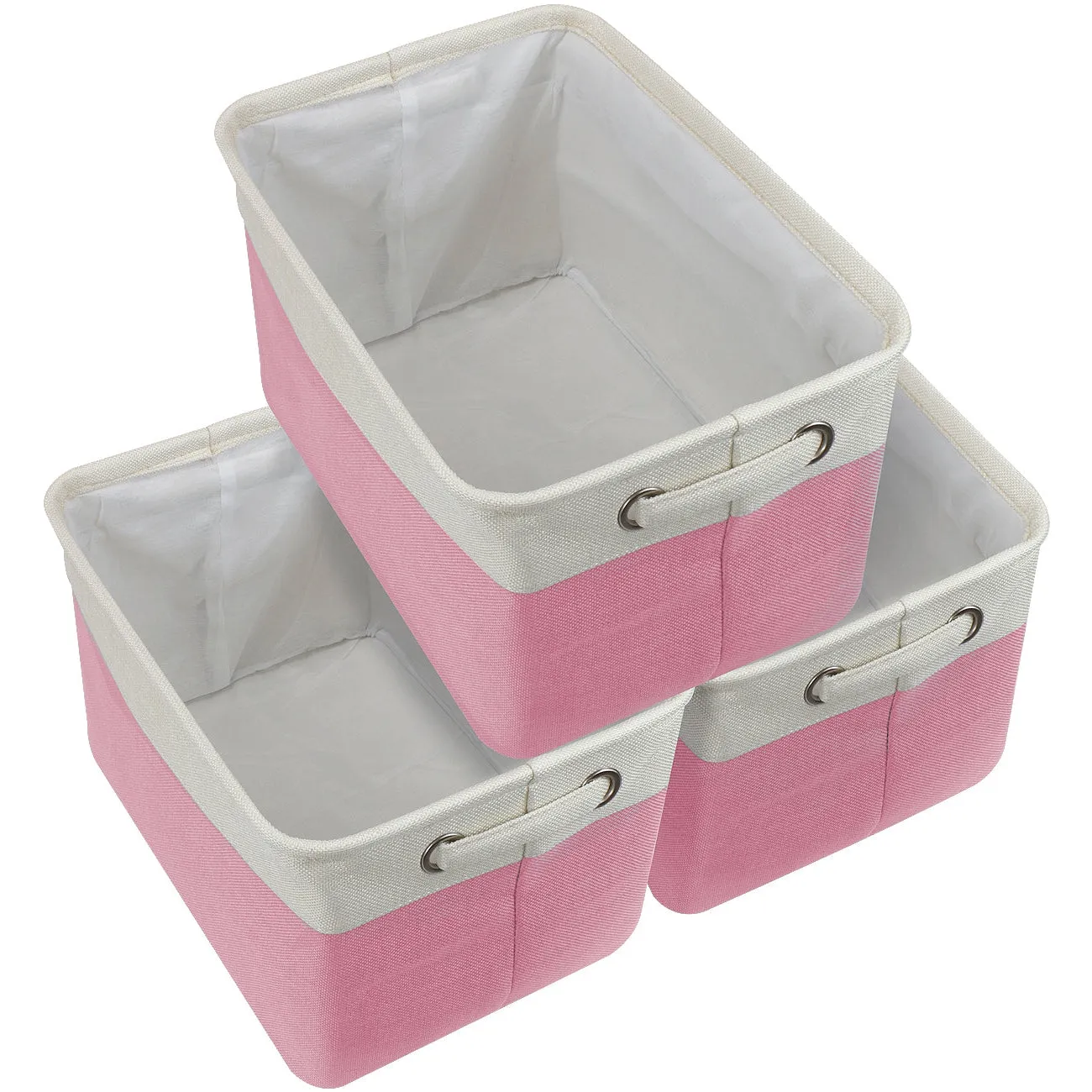 Twill Storage Basket Set with Trim (3 Pack)