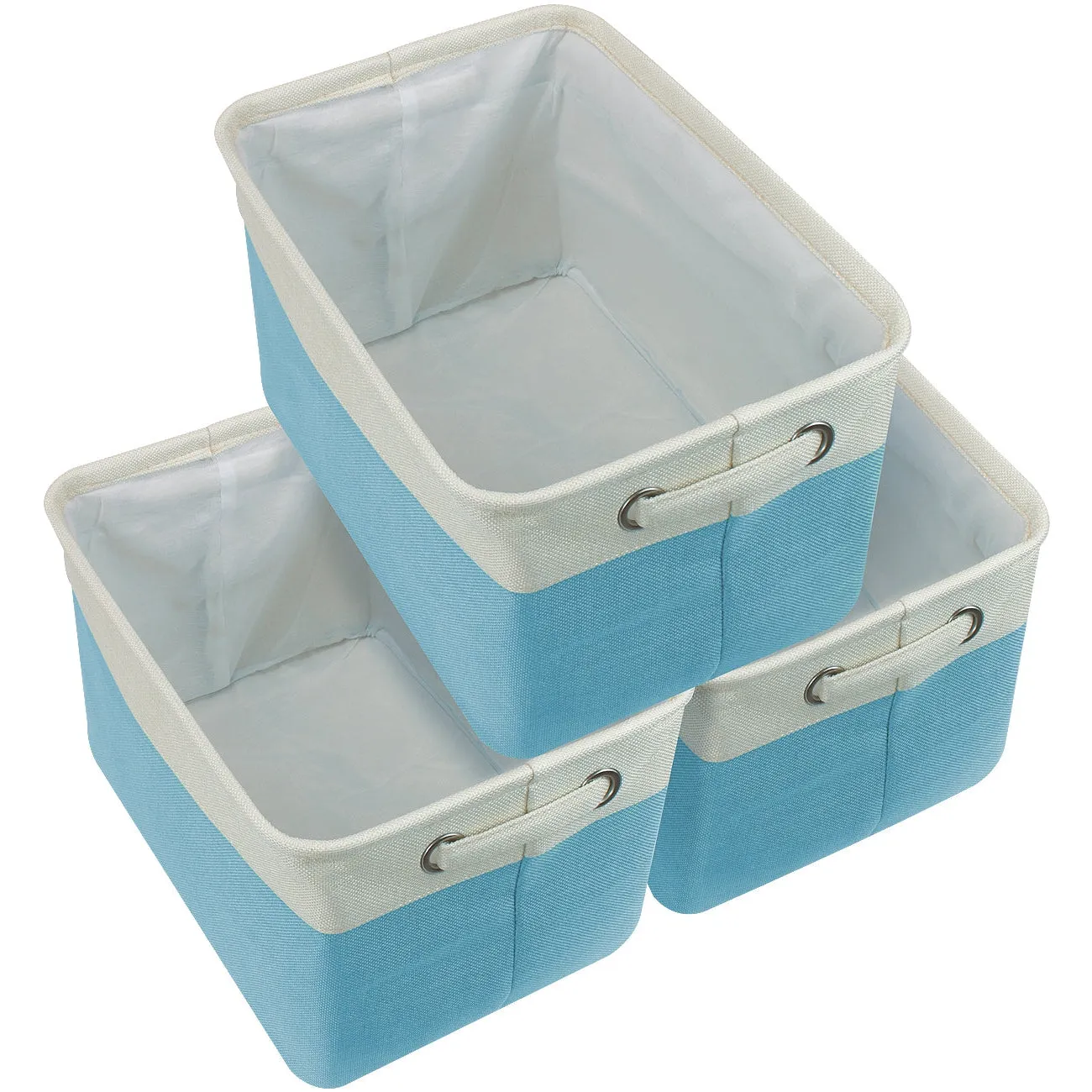 Twill Storage Basket Set with Trim (3 Pack)