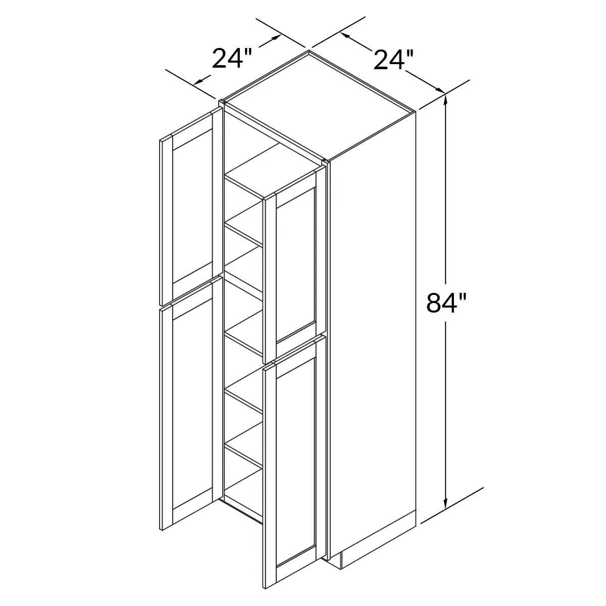 Utility Kitchen Cabinet U2484 Milan Pearl 24 in. width 84 in. height 24 in. depth