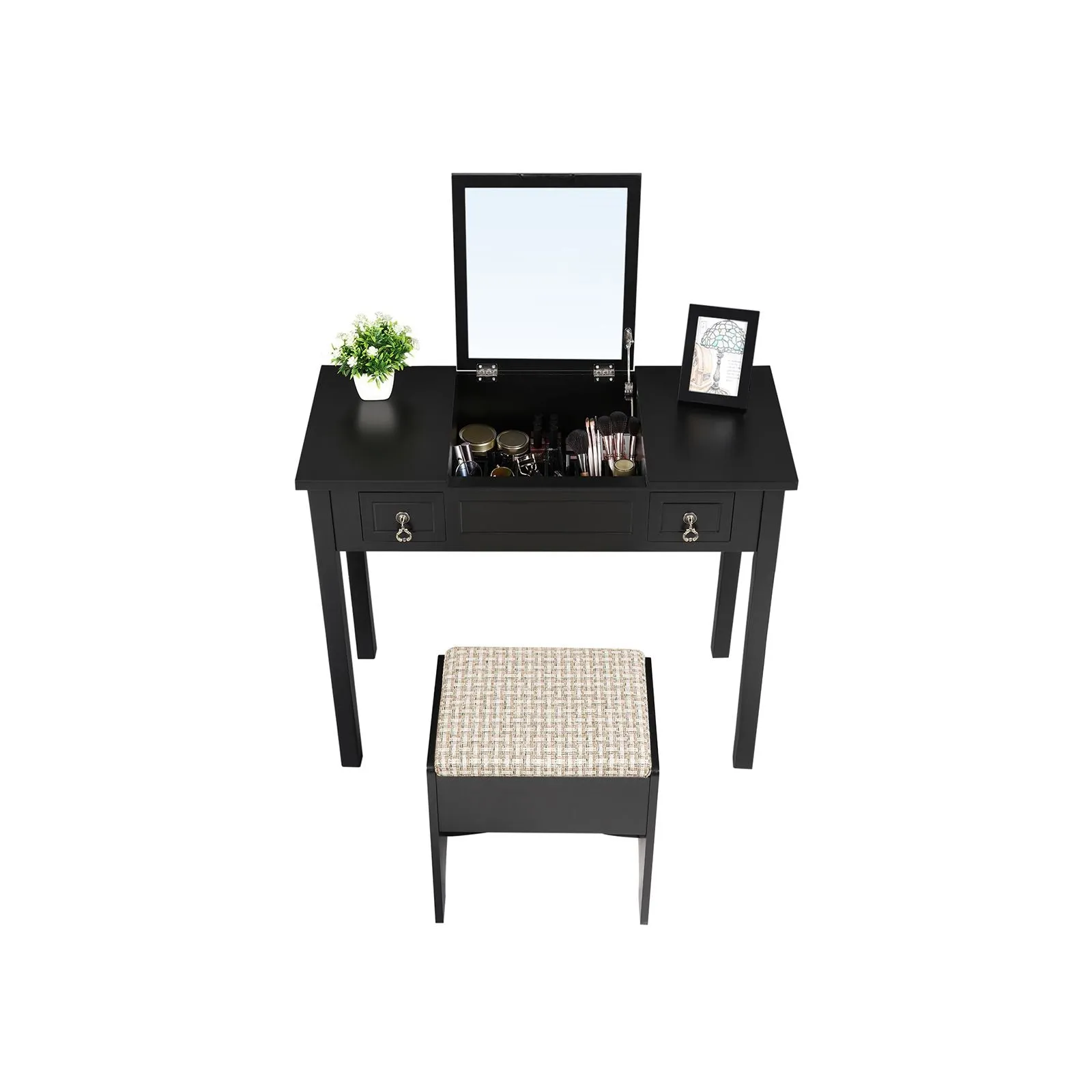 Vanity Set with Flip Top Mirror