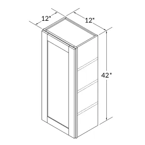 Wall Kitchen Cabinet W1242 Colonial Gray LessCare 12 in. width 42 in. height 12 in. depth