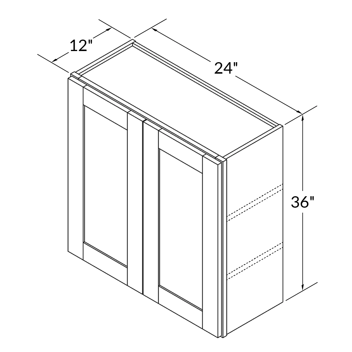 Wall Kitchen Cabinet W2436 Milan Pearl 24 in. width 36 in. height 12 in. depth