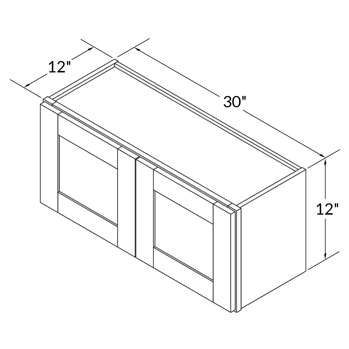 Wall Kitchen Cabinet W3012 Milan Slate 30 in. width 12 in. height 12 in. depth