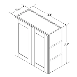 Wall Kitchen Cabinet W3330 Shaker Toffee LessCare 33 in. width 30 in. height 12 in. depth