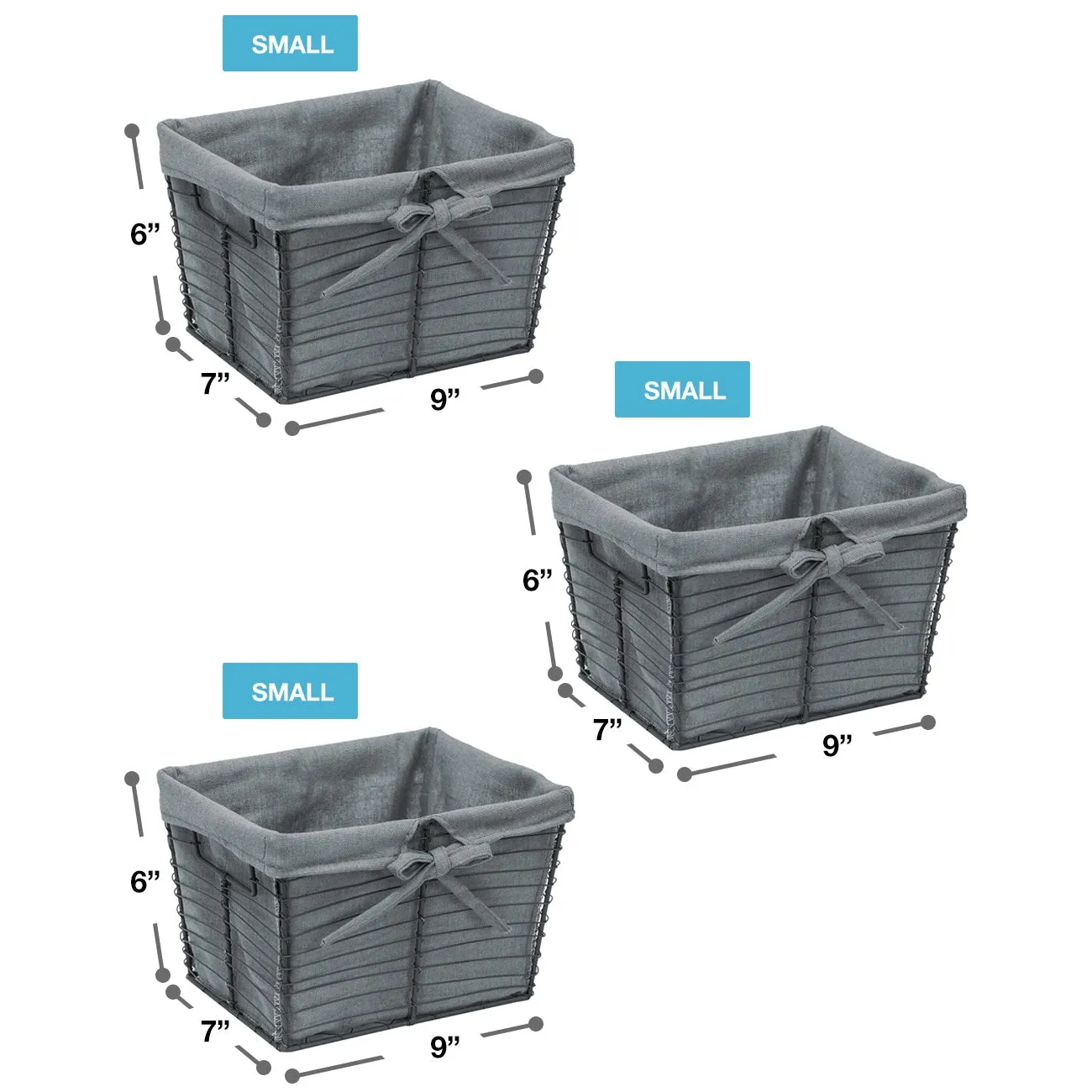 Wire Basket Bins (Set of 3)