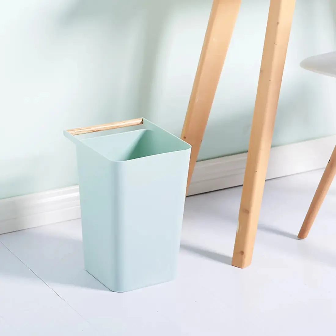 Wooden Handle Dustbin | 12L | Multiple Colours | Trash Bin | Waste Bin | Dustbin for Kitchen | Bin