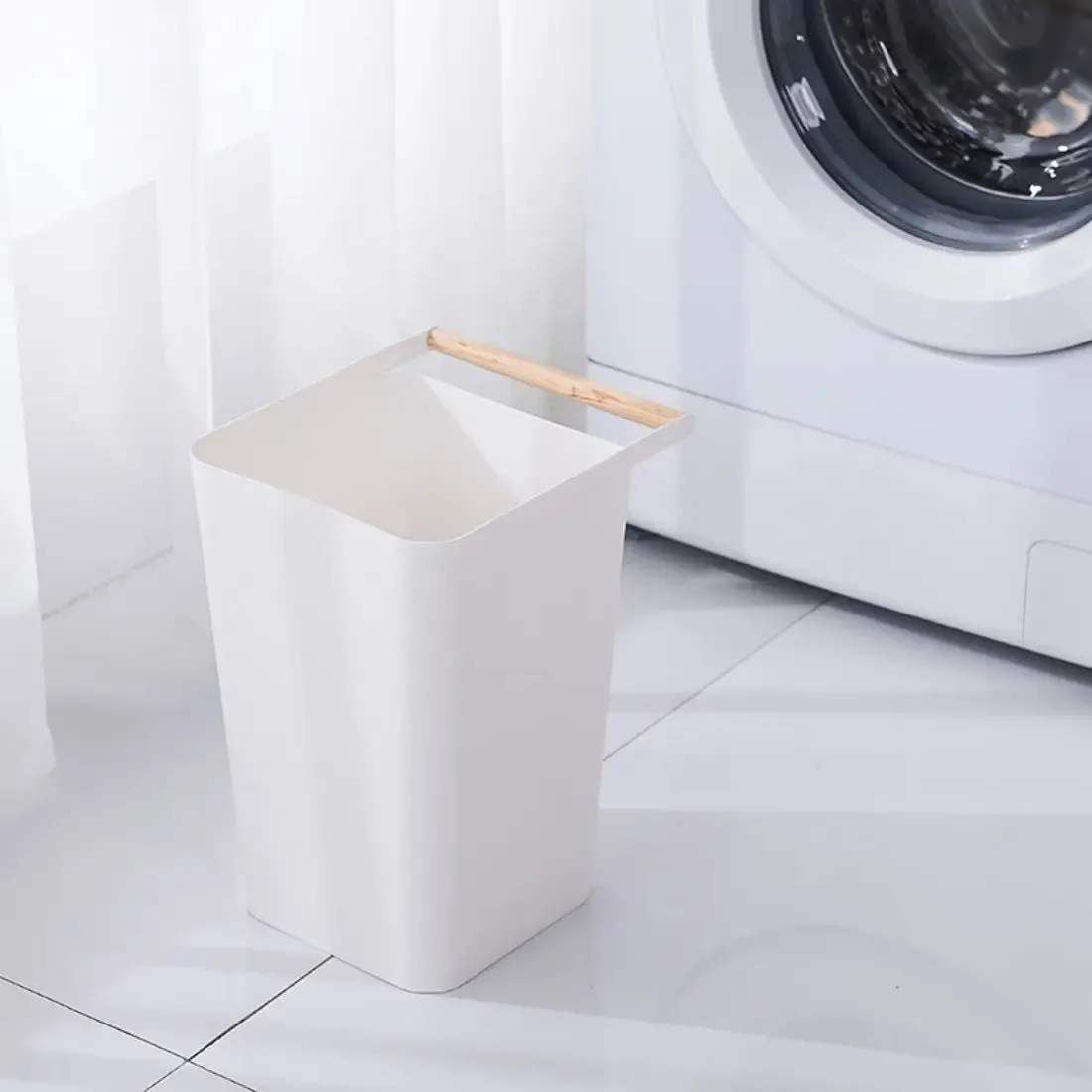 Wooden Handle Dustbin | 12L | Multiple Colours | Trash Bin | Waste Bin | Dustbin for Kitchen | Bin